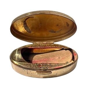 1950's Max Factor Brass Lipstick Holder Compact Case "Hi Society" Collection